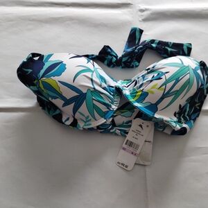 Floral Bikini Top in Blue and Green